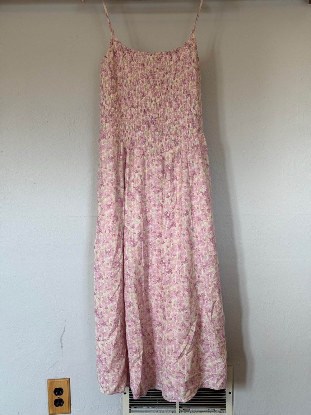 American Eagle Outfitters Pink Floral Smocked Maxi Dress